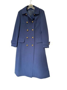 Alligator navy blue Peacoat women’s vintage 70s coat gold buttons M Rain resista